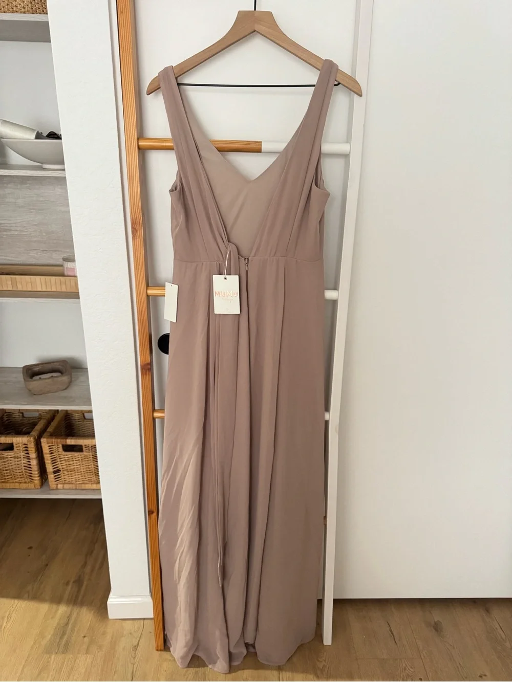 Show Me Your Mumu Jenn Maxi Dress Soft Beige Tan Wedding Bridesmaid Gown NWT